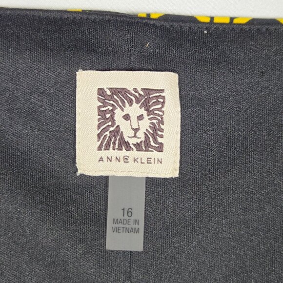 Anne Klein 16 Wrap Style Midi Maxi Dress Yellow Black Abstract Print Elegant - Picture 5 of 14